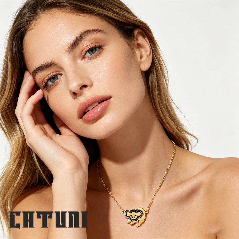 

Cute Cartoon Lion Pendant Necklace Women's Stainless Steel Exquisite Animal-Shaped Necklace Simple And Fashionable Jewelry Gift