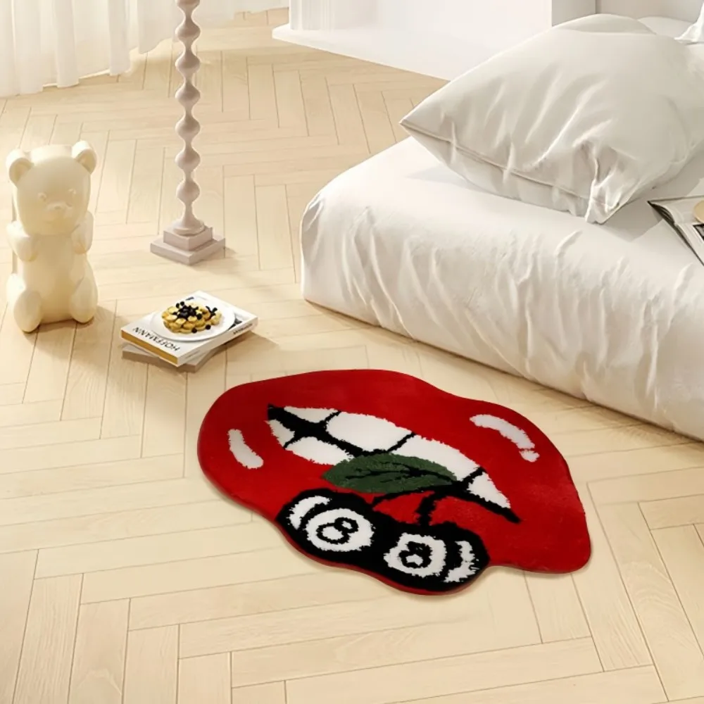 VIKAMA Valentine's Day Red Lips Cherry Design Carpet Home Decor, Non-Slip & Dirt-Proof, For Living Room, Bedroom & Gaming Room