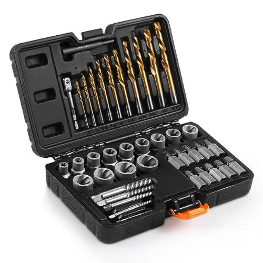 

40 Pcs Bolt Screw Extractor Set with Left Hand Cobalt Drill Bit for Damaged Frozen Rusted Rounded-Off Bolts Nuts Screws Easy Ou