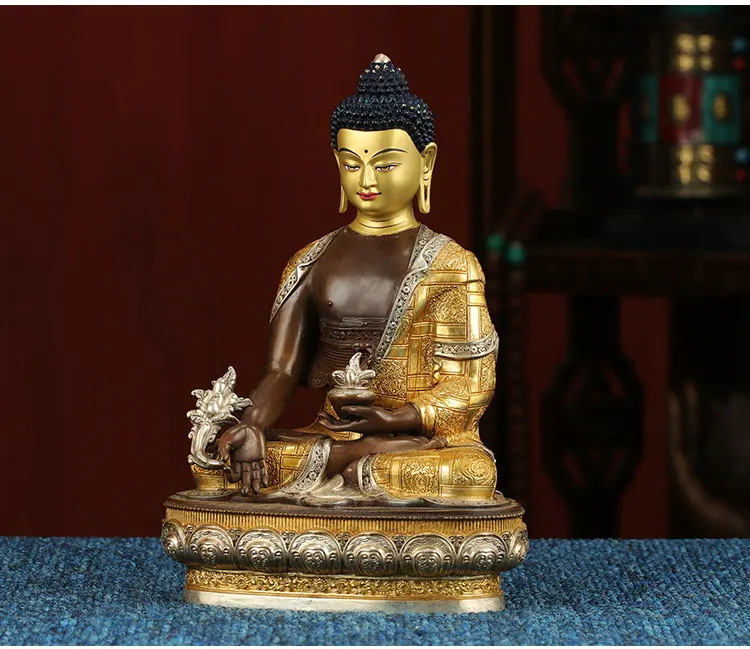 21CM large -A+ High-grade Consecrate Gilded Buddha statue- HOME family effective Tibetan Nepal the Medicine