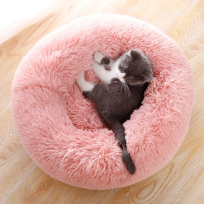 Long Plush Super Soft Dog Bed Pet Kennel Round Sleeping Bag Lounger Cat House Winter Warm Sofa Basket for Small Medium Large Dog