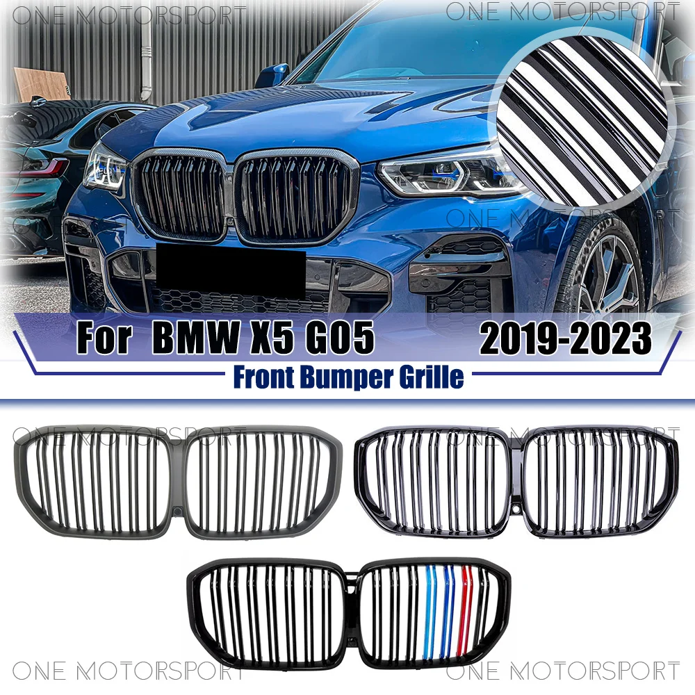 

Double Line Style Matte Black Front Bumper Grille For BMW X5 G05 2019-2023 Glossy M-Color Racing Grille Bumper Grilles
