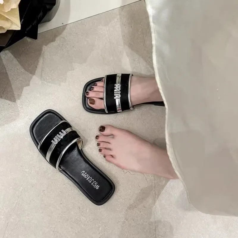 2024 Summer New National Style Outside Wear Flat High-grade with Skirt Fashion Slippers Holiday Style Casual Women's Slippers