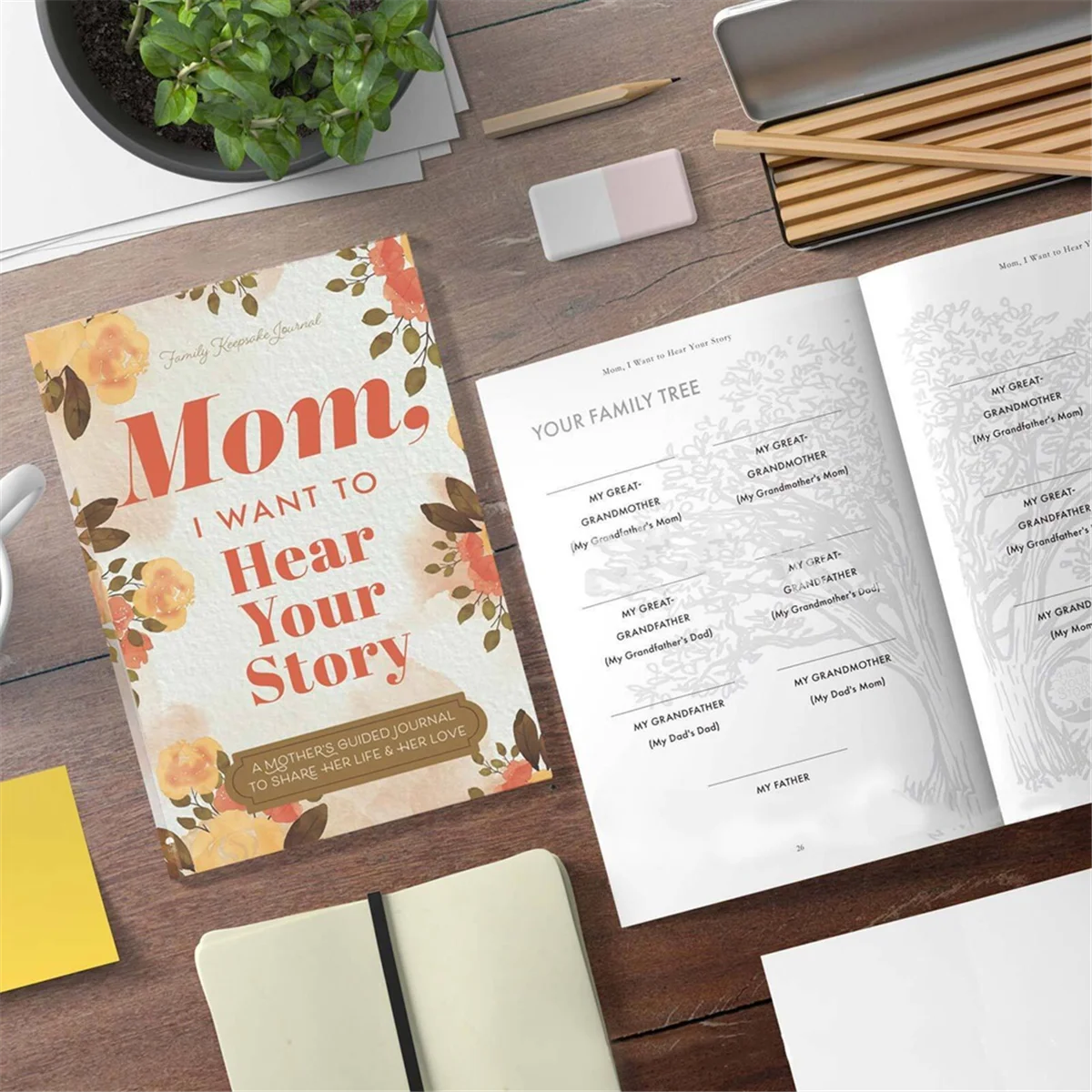 „Mama I Want to Hear Your Story“-Tagebuch „A Mother's Guided Journal“, Mehrzweck-Tagebuch, tragbares Notizbuch für Eltern