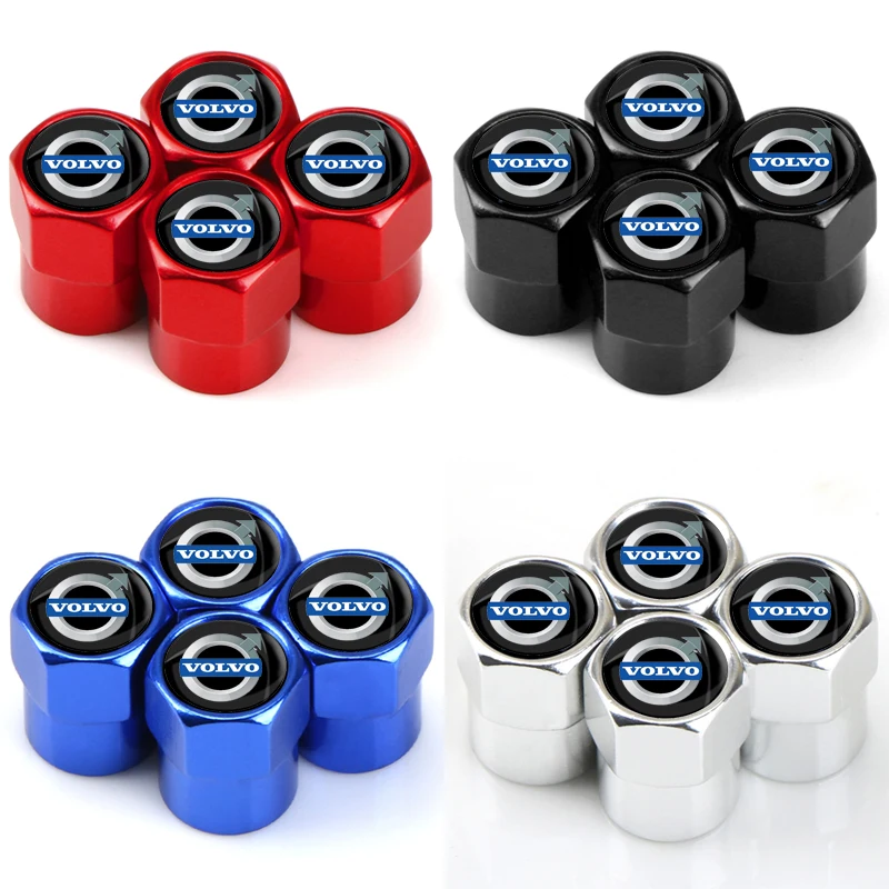 4Pcs Car Valve Caps Wheel Tires Air Tyre Stem Protective Cover For Volvo XC90 S60 V40 XC60 S80 S40 V70 V50 S90 T6 V60 V90 XC40