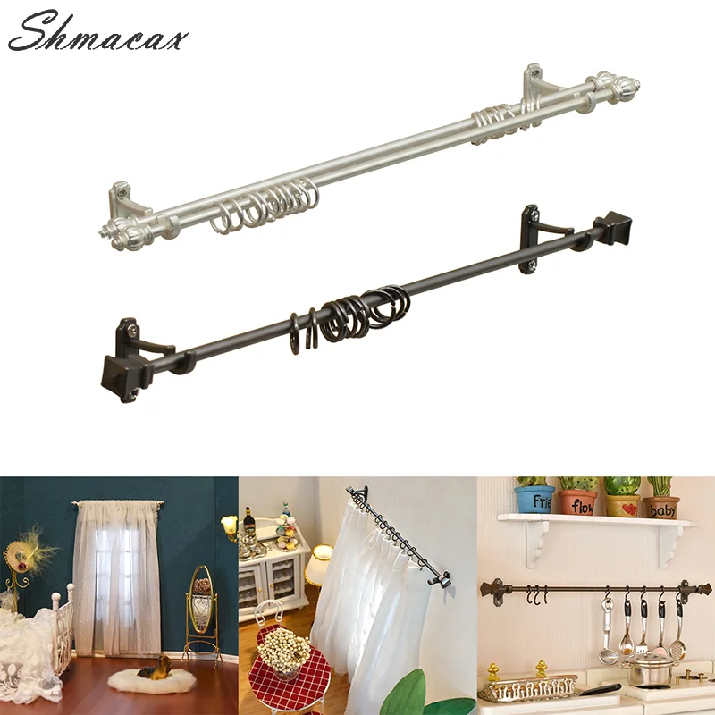 1:12 Dollhouse Miniature Curtain Rod Metal Hook Up Rings Window Fitgs Furniture Model Decor Toy Doll House Accessories