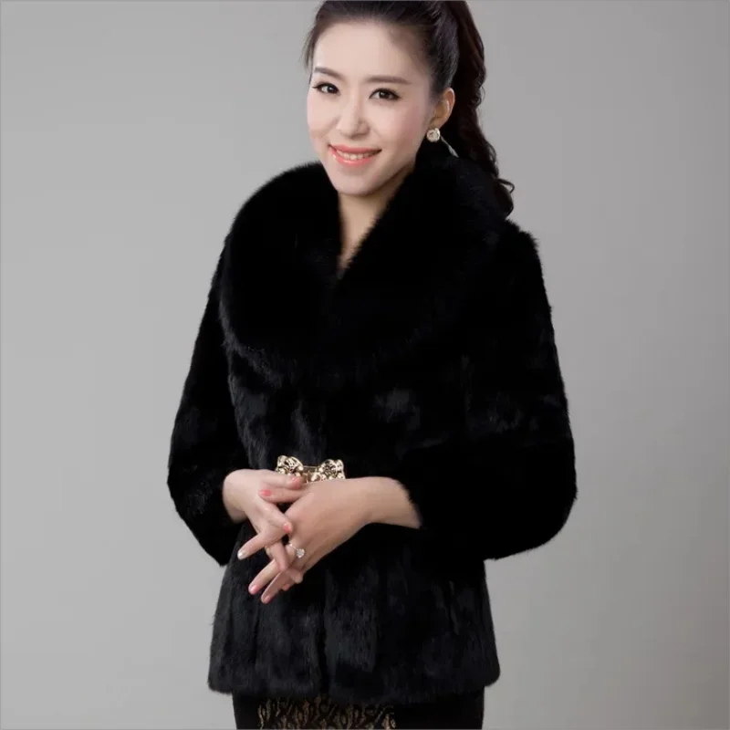 imitation mink jacket fashion coat slim-fit imitation fox collar women's coat New autumn and winter coat women's clothing