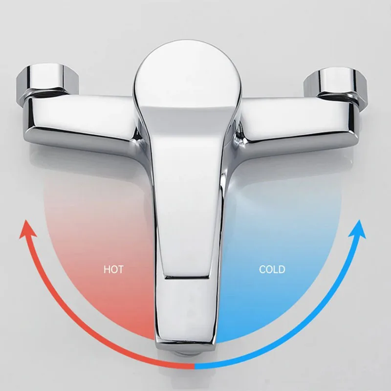 Zinc Alloy Bathroom Shower Faucets Wall Mounted Hot Cold Water Dual Spout Mixer Tap For Bathroom Splitter