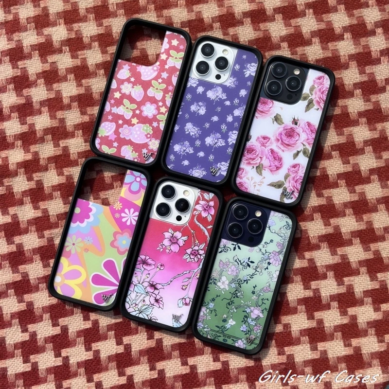 

Wildflower Girls Wild Flowers Phone Case for iPhone 12 13 14 15 16 17 Pro Max Plus Air wf Chinese rose Strawberry jelly Cover