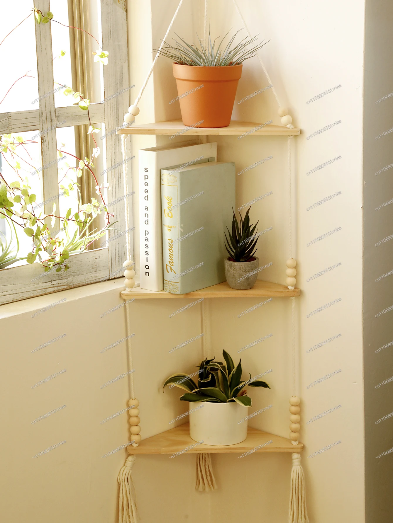 1/2/3-stufiges schwebendes Wandregal aus Holz, dreieckiger Eck-Präsentationsständer, Boho-Heimdekoration, Wohnzimmer, Schlafzimmer, Wanddekoration
