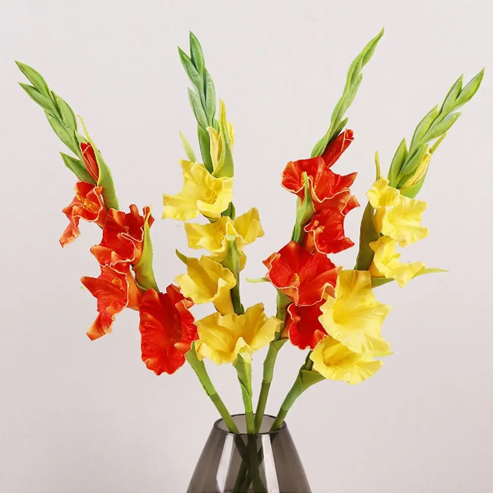 PU Artificial Gladiolus Branches Floral Art Handmade Simulation Gladiolus Flower Real Touch Fake Flowers Home Office Decor