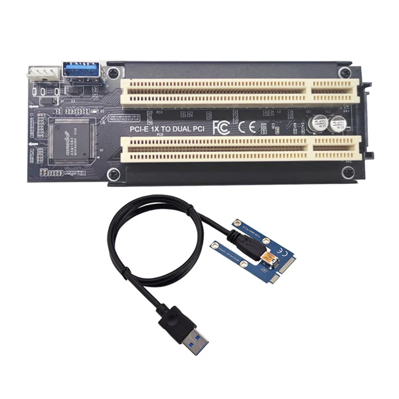 ミニ Pci-E からデュアル Pci Express X1 からデュアル Pci ライザーカード高効率アダプタコンバータデスクトップ PC Asm1083 チップ