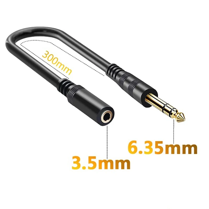 Mono 6.35 To 3.5 Jack Adapter Stereo 1/8 3.5mm To 1/4 6.35mm AUX Audio Cable for PC Phone MP3 TV Guitar Amplifier Speaker Mixer