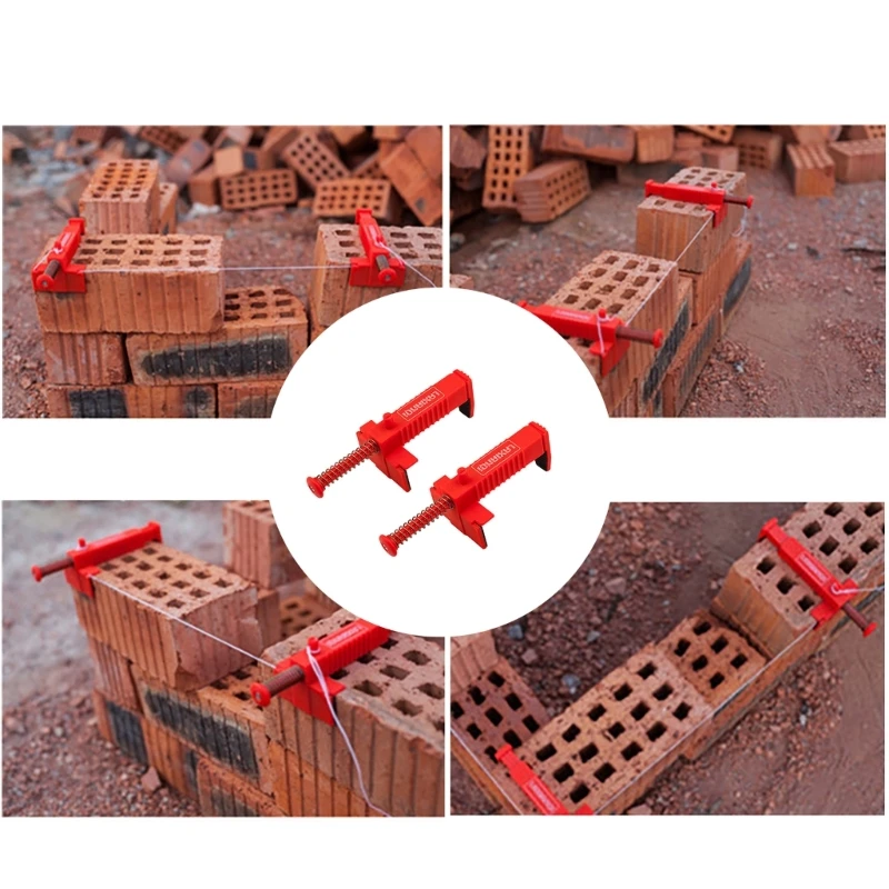 2Pcs Brick Liner Runner Leveling Tool, Brick Liner Clamps Runner Brick Line Clips Wire Drawer Bricklaying Tool D2RD