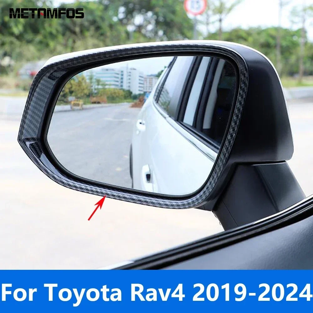อุปกรณ์เสริมรถยนต์สำหรับโตโยต้า Rav4 RAV 4 2019-2023 2024คาร์บอนไฟเบอร์มองหลังกระจกด้านข้างบังฝนหมวกอาบแดด