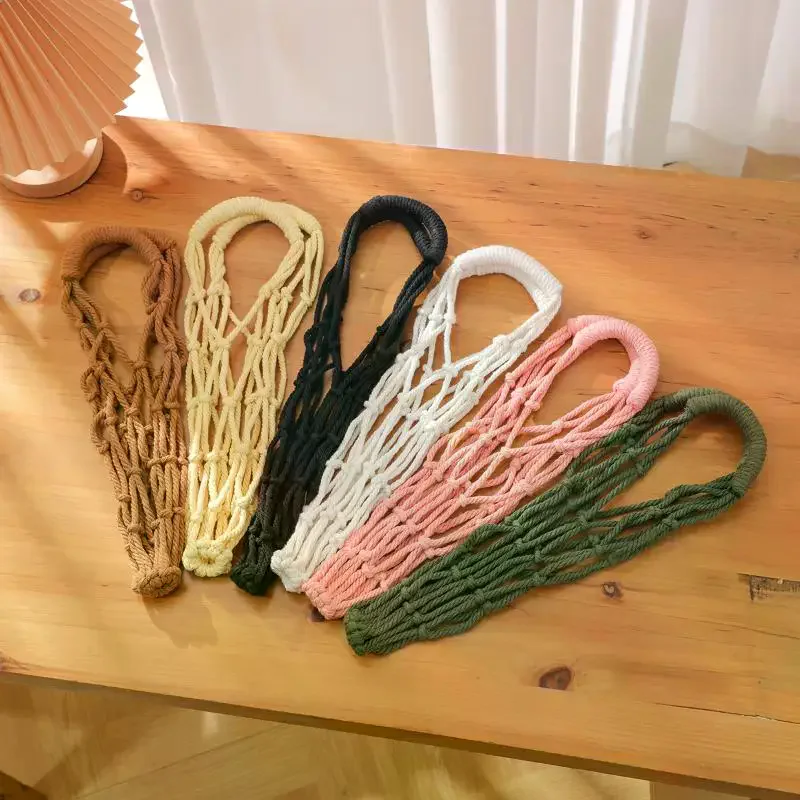 Adjustable Macrame Water Bottle Sling Multicolor Cotton Rope Comfy Fit for Active Lifestyle