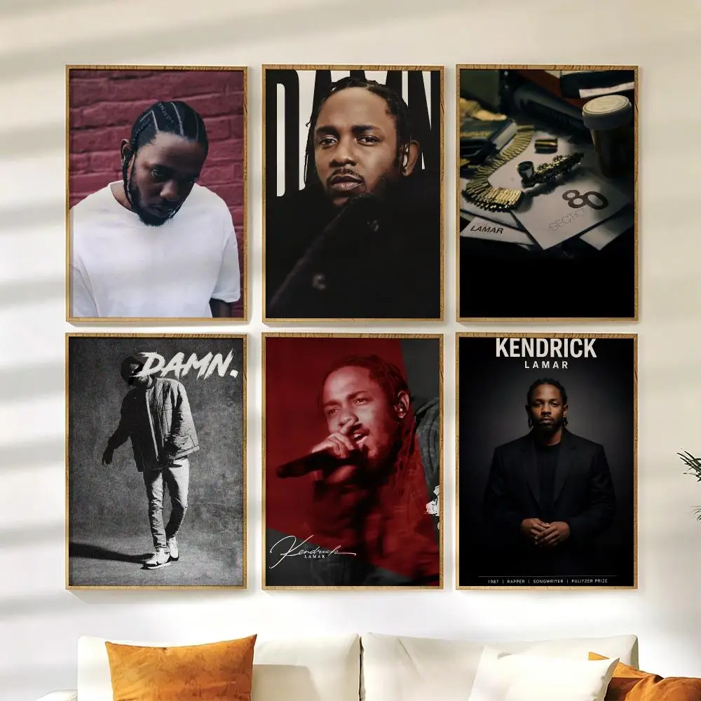K-Kendrick L-Lamar Singer Poster Wall Stickers HD Painting Self Adhesive Art Decals for Bedroom Living Room Home Decor