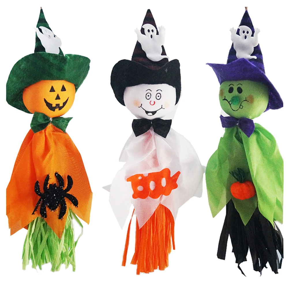 

6Pcs Halloween Ghost Hanging Decor Durable Fun Pattern Party Decoration Orange Green White Halloween Hanging Ornaments Witches