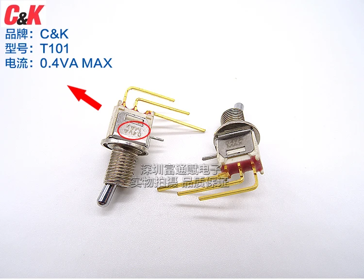 Import American mini rocker T101 head switch 3 feet 2 gear bend button switch CK 0.4va max