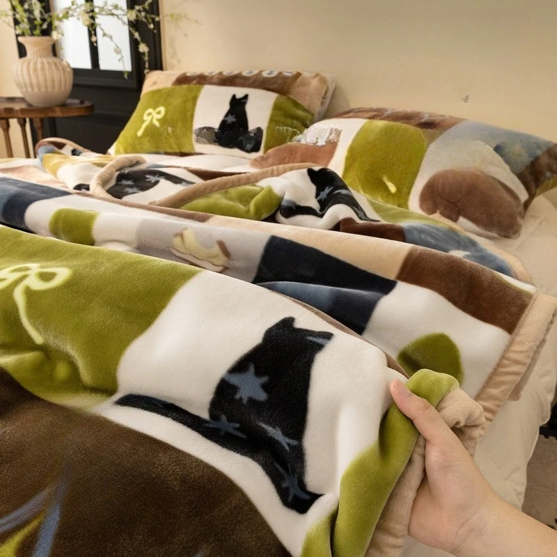 Thick Milk Velvet Blanket Double Sided Sofa Blanket Nap Time Air Conditioning Blanket Fleece-lined Lightweight Machine Washable