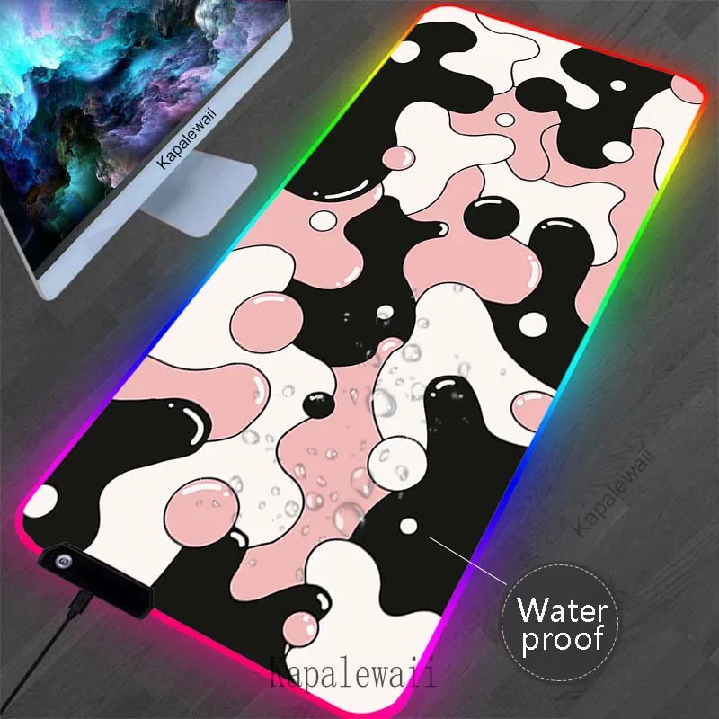 

RGB Liquid Gaming Kawaii Mouse Pad LED Large Mousepad Rubber Waterproof Mouse Mat Non-slip Desk Mats Keyboard Mat 900x400mm XXL