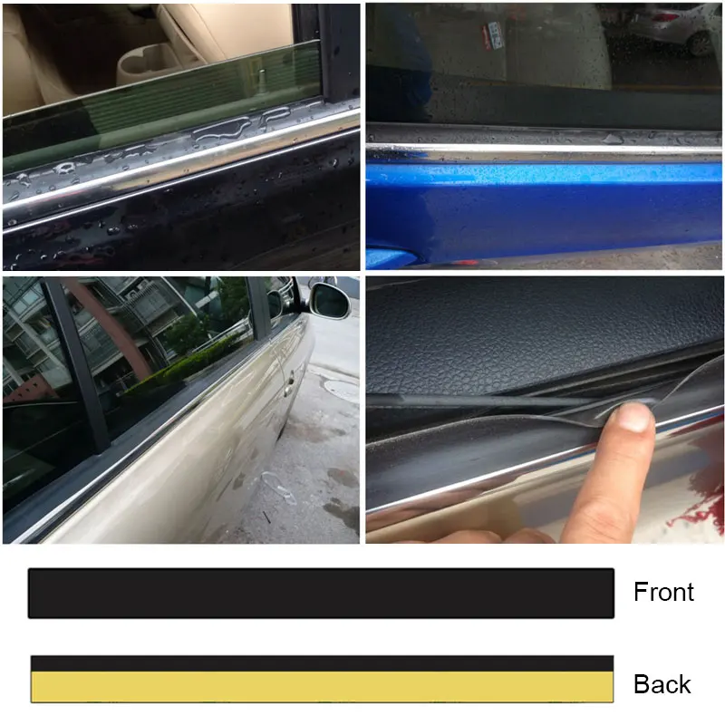 SEAMETAL 4m Car Outer Window Seal Strip Waterproof Rubber Weather Strip Window Edge Sealant Weatherstrip for Front Rear Window