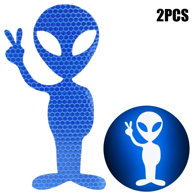 Creative Alien Reflective Car Stickers Universal Tape Safety Warning Mark Decals Auto Driving Safety Reflective Decorations