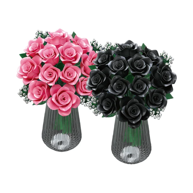 

Mother's Day Rose Home Decor Creative Building Blocks Flower Model Assembled Educational Toy for Girls Valentine's Day Gift