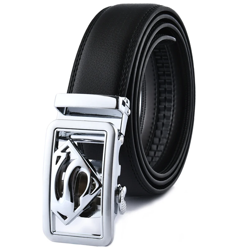 Belts For 3.5cm Width Fashion Automatic Buckle Black Genuine Leather Men\'s Jeans High Quality Waist Male Strap