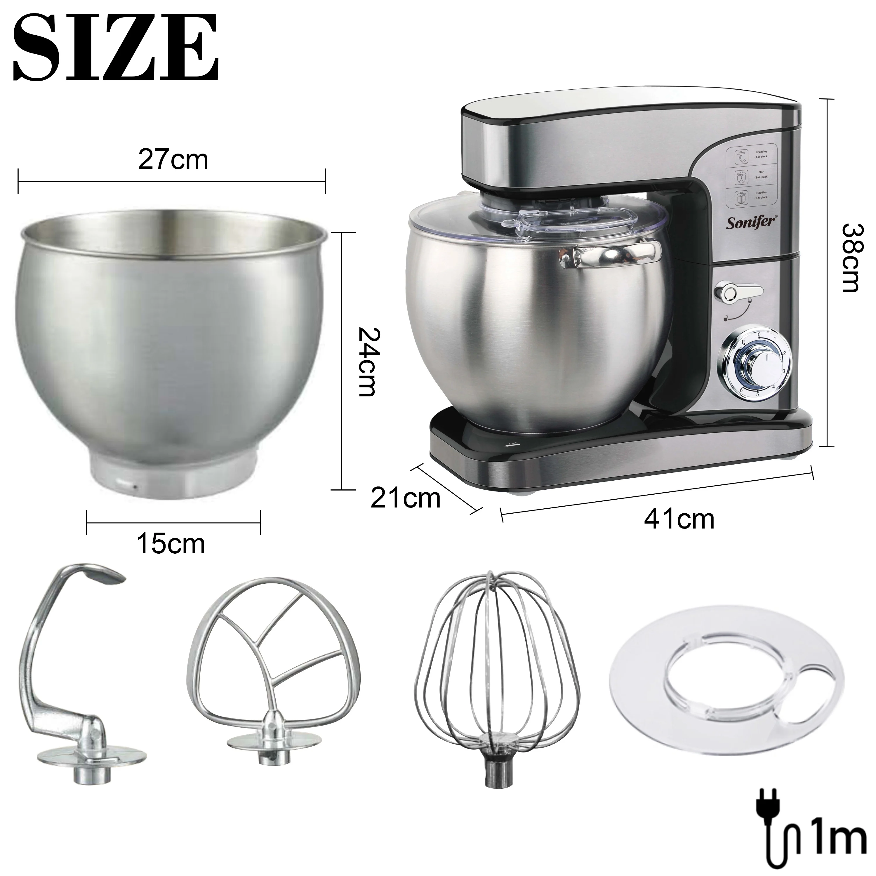 12L Stand Mixer Kitchen Aid Food Blender Cream Whisk Cake Dough Mixers With Bowl Stainless Steel Chef Machine Charm Sonifer