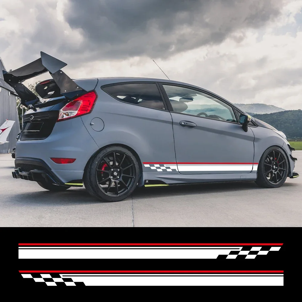 Auto Körper Seite Tür Aufkleber Racing Streifen Vinyl Aufkleber Auto Dekoration Zubehör Für Ford Fiesta MK7 3 Tür ST 2008 - 2017