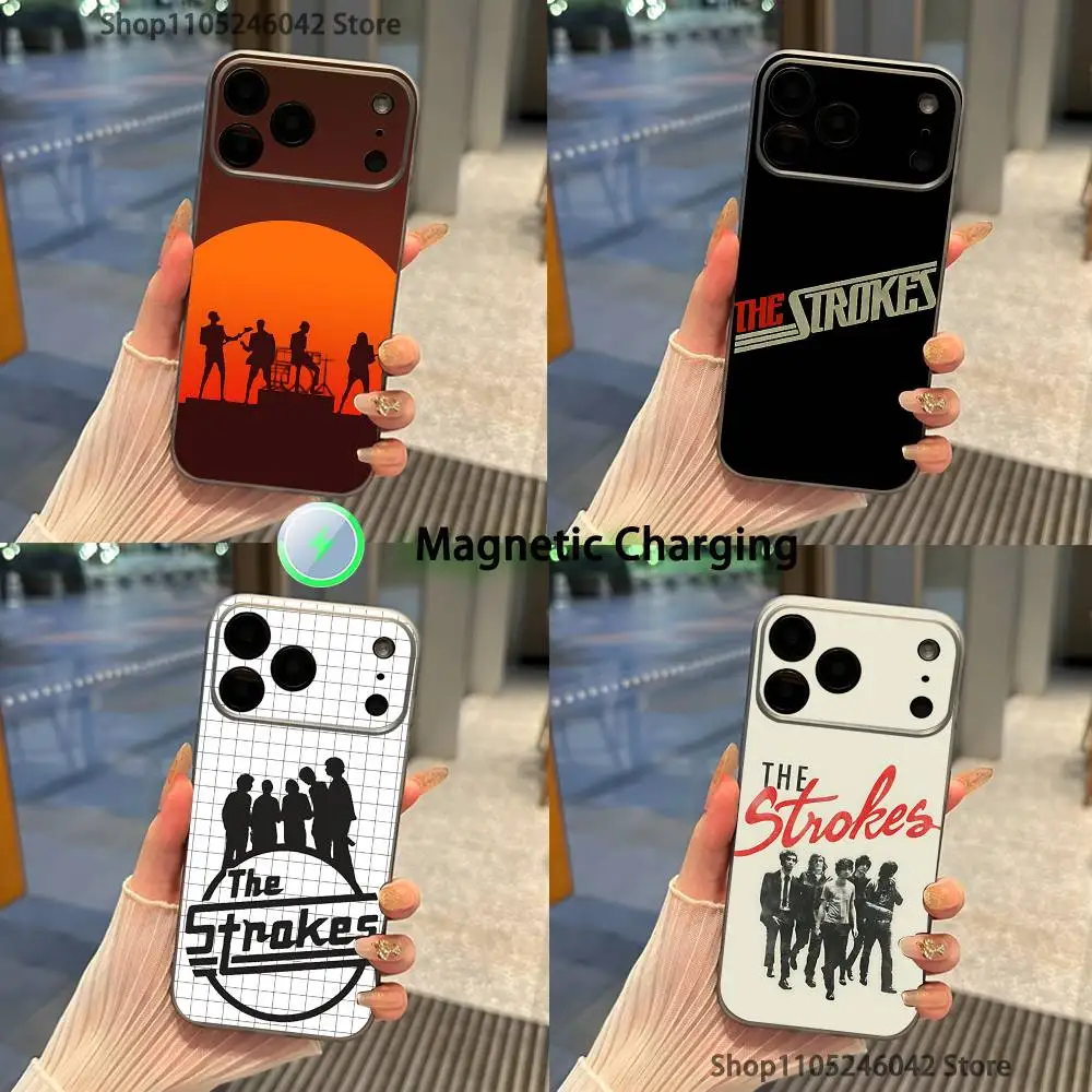 

Band The S-strokes For iPhone 17,16,15,14,13,12,11,Pro,Max,Plus Transparent gray Phone Case Magnetic Wireless Charging