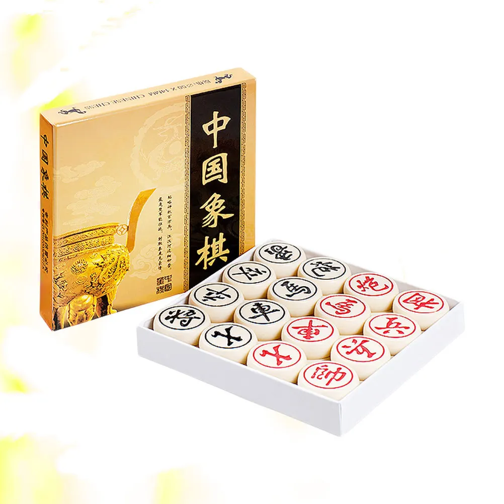 3D Chinese Chess Resin High-End Beige Educational Game Set Perfect for Home Office Intelligence