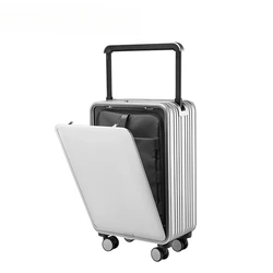 New wide drawbar aluminum-magnesium alloy luggage front opening computer 20 inch boarding suitcase preferred for business travel