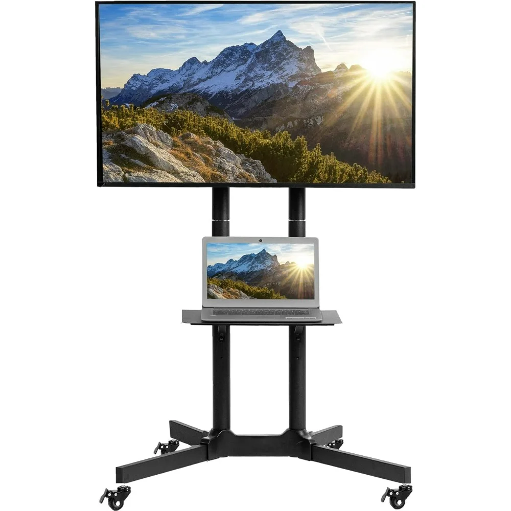 

TV Stands, Mobile TV Cart for 32 to 83 inch Screens up to 110 lbs, LCD LED OLED 4K Smart Flat and Curved Panels, Rolling Stand.