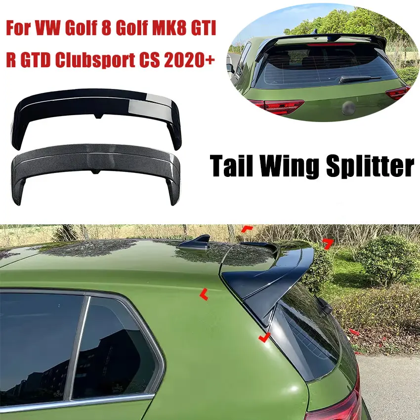 

For VW Golf 8 Golf MK8 GTI R GTD Clubsport CS 2020+ Car Roof Trunk Spoiler Fixed Wind Wing Exterior Guard Decoration Cover Trim