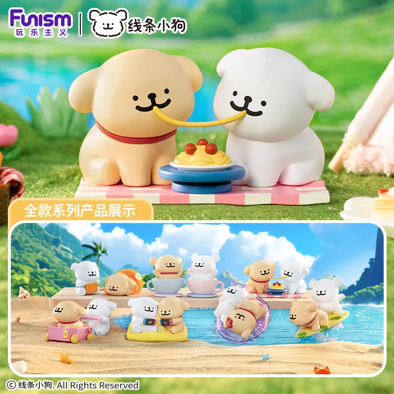 

Funism Collaboration Replica Line Puppy Happy Series Blind Box Cute Collectible Figure Car Dashboard Decor Kawaii Trendy Toy