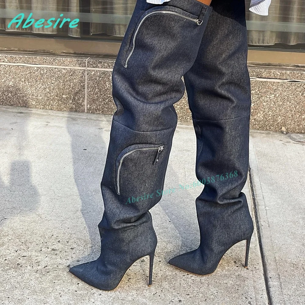 Sepatu Bot Wanita Hak Tipis de - Street Fashion Denim ulasan dan harga