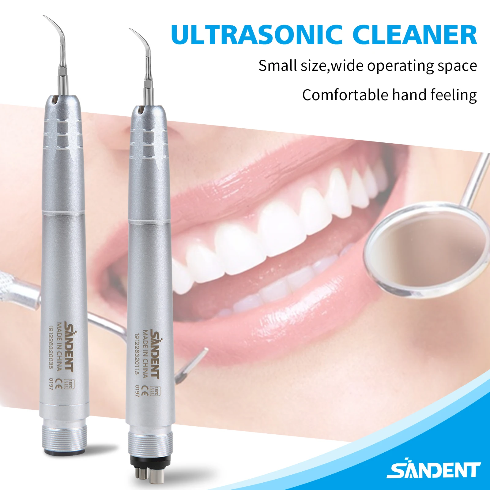 SANDENT For Cleaning Teeth 4/2 Holes Dental Ultrasonic Air Perio Scaler Handpiece Hygienist wrench  3 Tips G1/G2/G4 Dental Tools