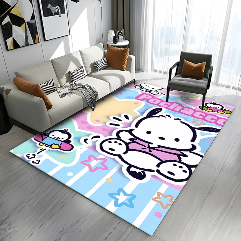 Sanrio Pochacco Black and White Pattern Carpets Bedroom Play Mats Rug Bedroom Decor Carpet Livingroom Rug Crawl Mat Rug Hogar