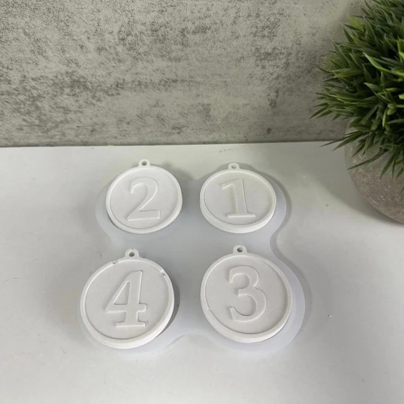 1234 Plaster Molds Hanging Ornament Molds Round Number Pendant Silicone Molds