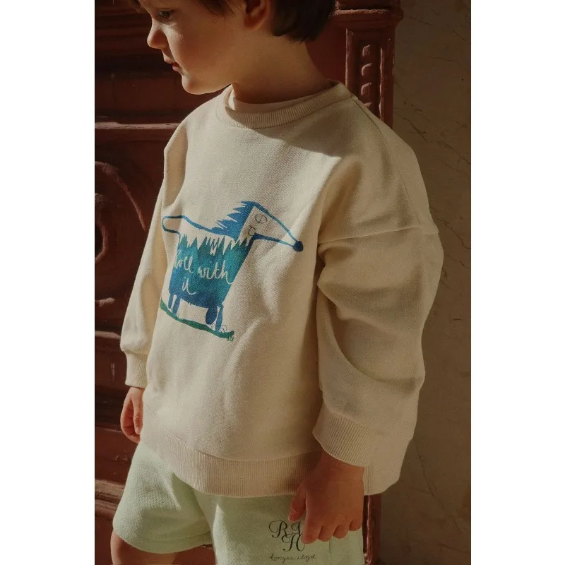 الفتيان الفتيات البلوز 2025 خريف جديد Ks الكرتون موضة الاطفال سترة القطن مخطط فضفاض الفتيات البلوز ملابس الأطفال