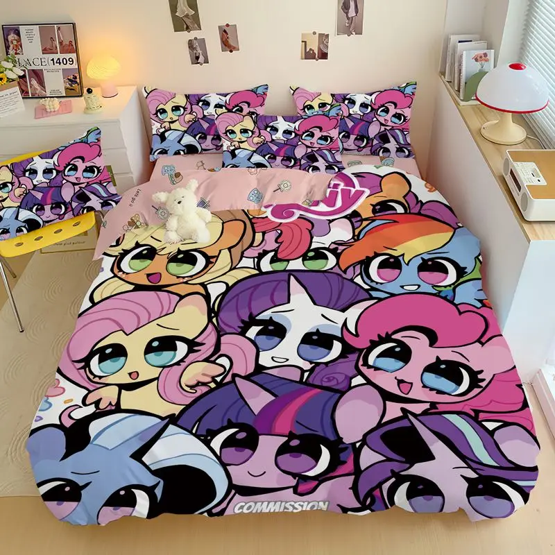 My Little Pony Twilight Sparkle Rainbow Dash Cartoon Printed Cotton Bed Sheet Home Student Dormitory Girly Heart Bedding Set