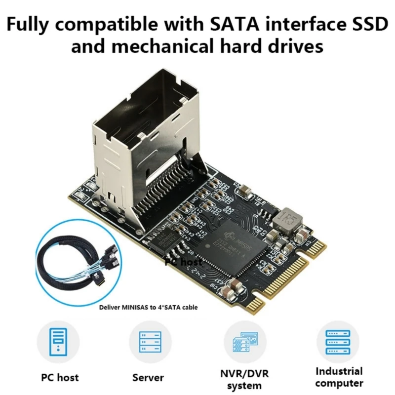 M.2 NVMe To SATAIIIการ์ดแปลง,4พอร์ตPCIe3.0 6Gbpsอลูมิเนียมฮีทซิงค์รวมDropship