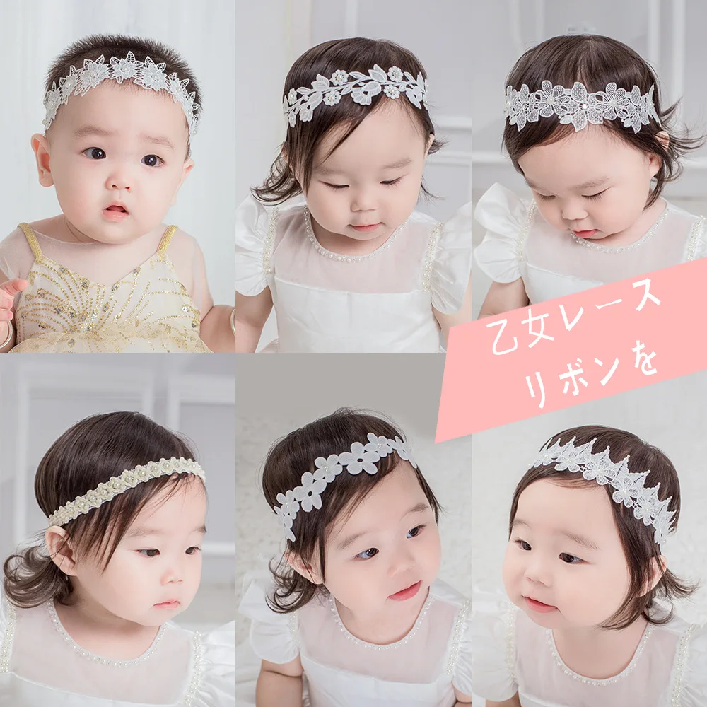 Assorted Good Quality White Lace Garland Hairbands For Girls Baby Teens Sweet Flower High Elastic Nylon Headband Photo Prop