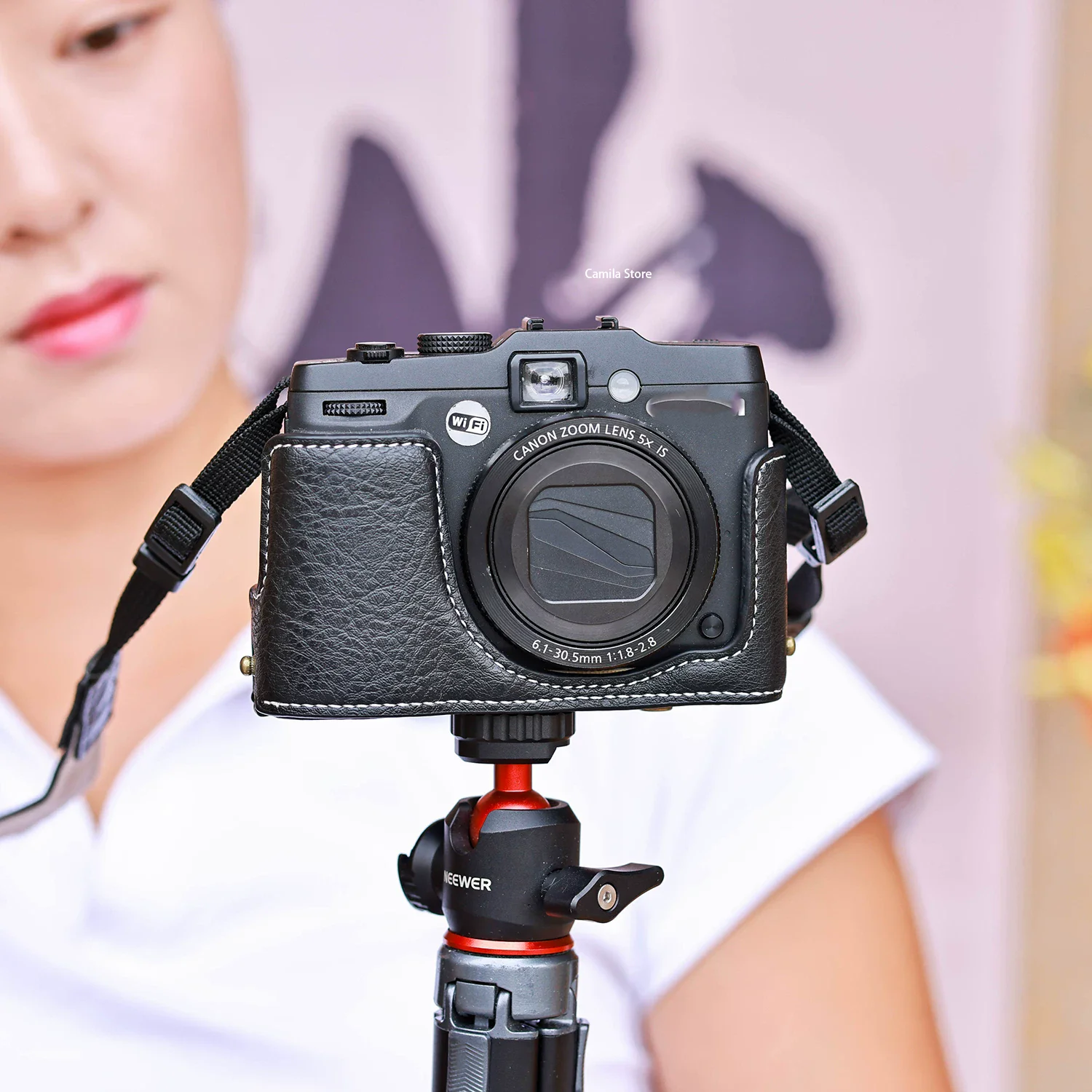 new luxury handwork Camera PU leather Bag Body BOX Case For canon G15 G16 Protective sleeve shell base with straps