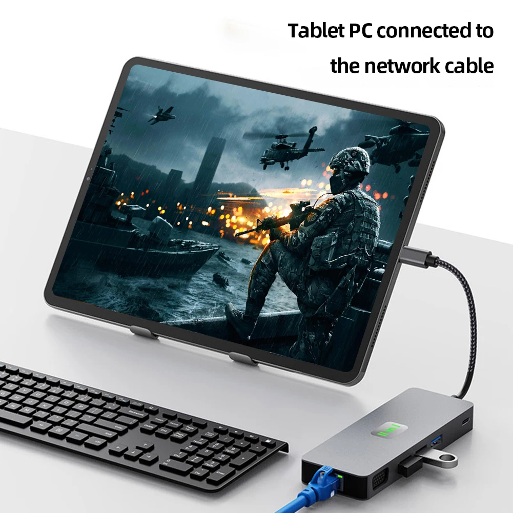 Station d'accueil pour ordinateur portable multi-ports, 7, 11/12 en 1, HUB USB C, 4K, 30Hz, Type C vers HDMI, Compatible USB 3.0, Adaptateur pour MacPlePro Air