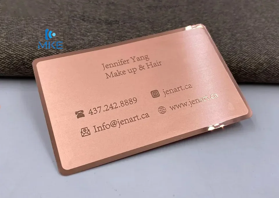 بطاقة معدنية مخصصة مرآة ذهبية زيارة بطاقة معدنية للأعمال المعدنية