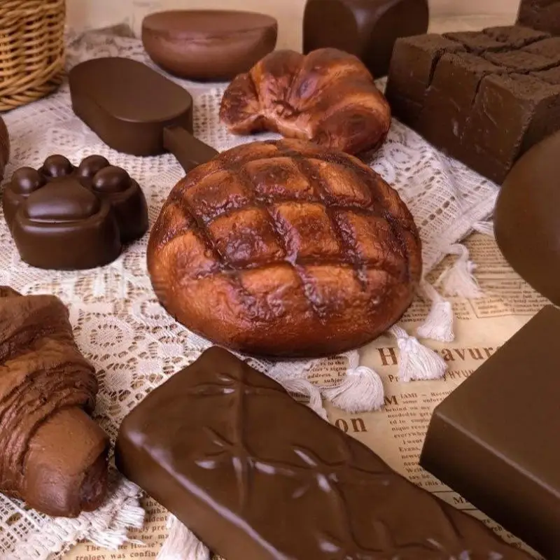 1 Pc Chocolate Bread Model, Food Display Prop, Prank Toy, Slow Rising Stress Relief Decorative Ornament view 5