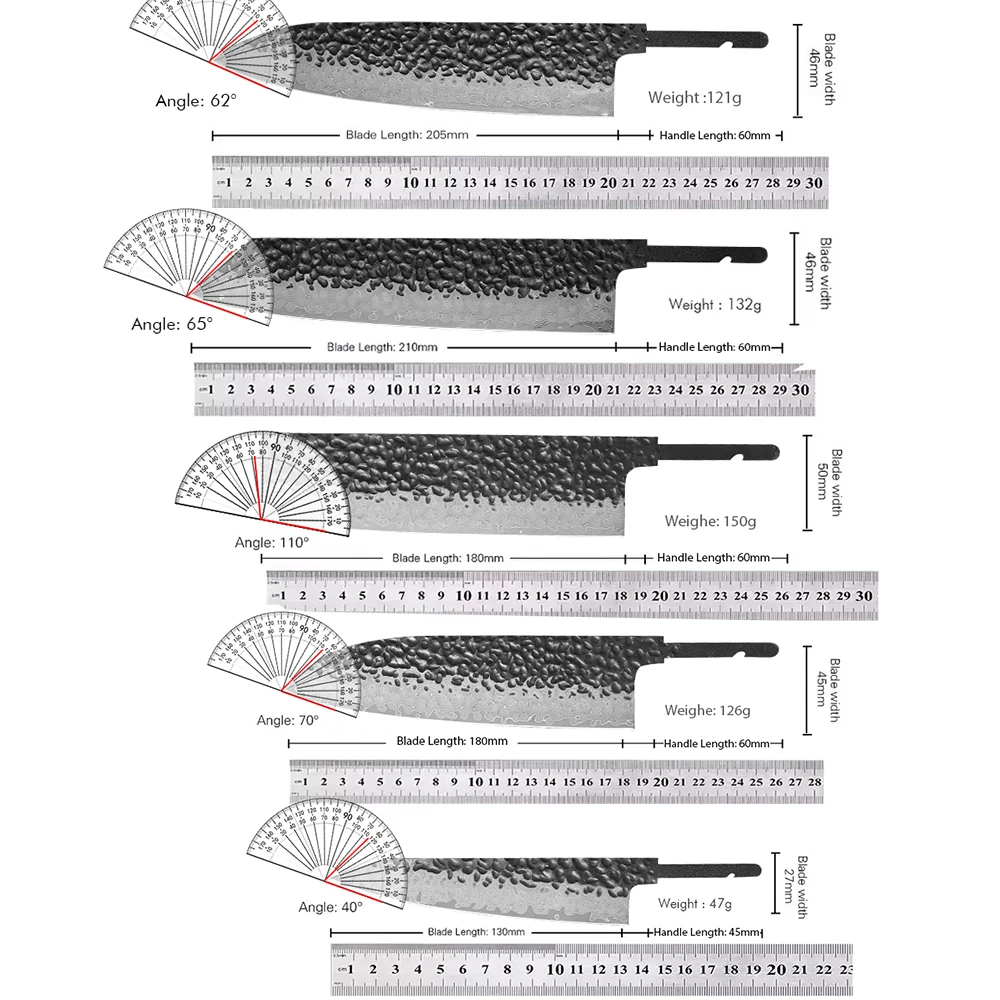 DIY Damascus VG10 Knife Blanks Set 6